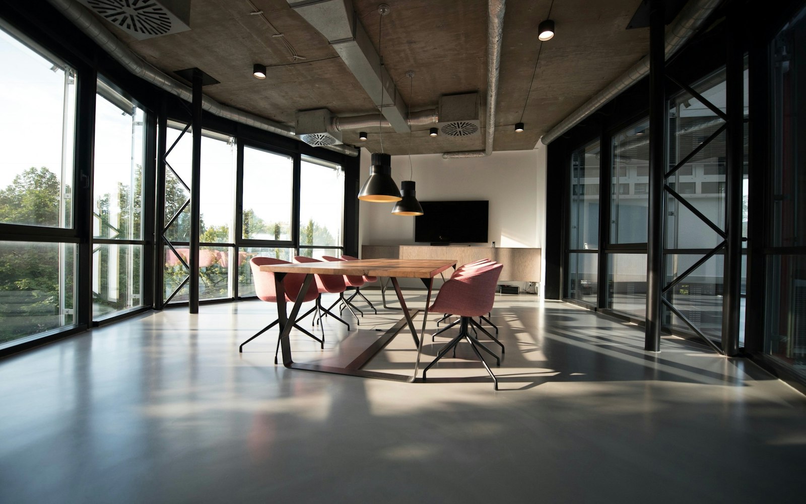 Clear office partition before frosted logo film